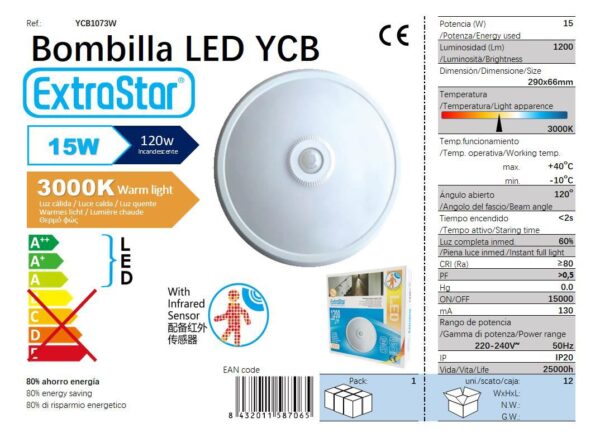 LUZ LED REDONDA COM SENSOR