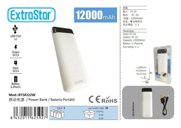 POWER BANK 12000MAH BRANCA