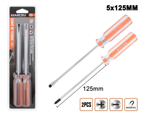 Chave de fendas conjunto de 2 tipos (125mm)