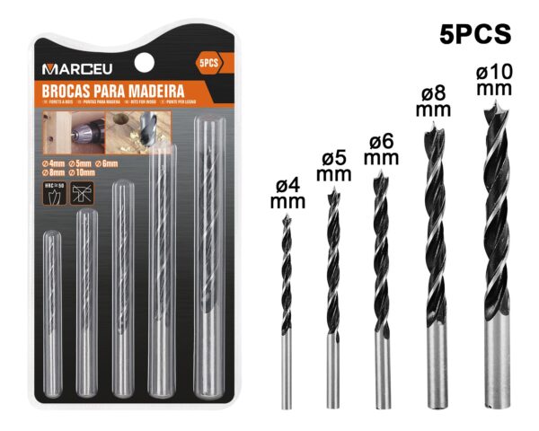Conjunto de brocas para madeira de 5pcs