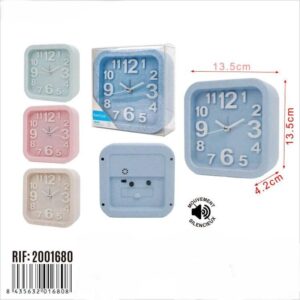 Relógio cor pastel quadrada13.5cm
