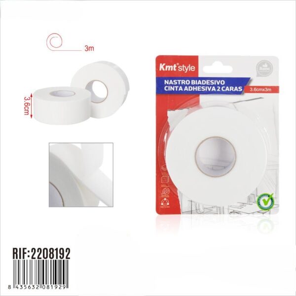 Fita cola dupla face de esponja 3,6 cm x 3m