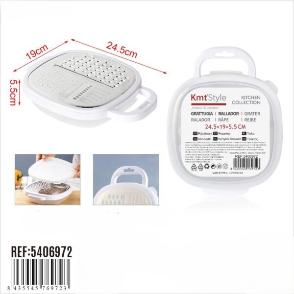 Ralador Multifuncional com Recipiente e Tampa – 24,5 x 19 x 5,5 cm