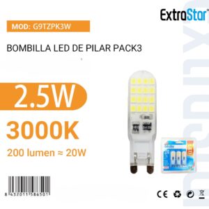 Lampâdas G9 LED, Pack de 3