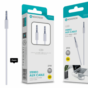 Cabo Aux 3M 3Pin Jack 3.5 Branco
