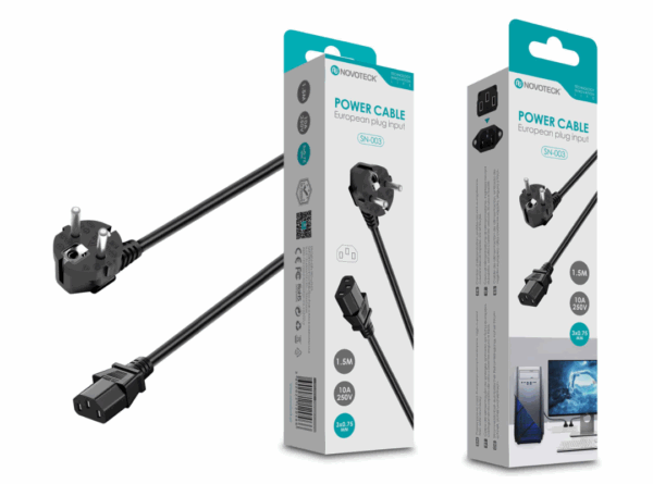 Cabo de Alimentação Europeu - 1,5m, 10A, 250V, Conector Schuko a IEC C13