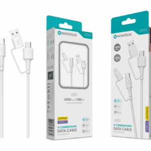 Cabo de Dados 4 em 1 - Carregamento Rápido 100W, Lightning/Type-C, 1m