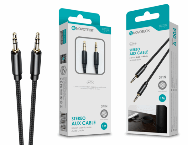 Cabo Aux 1M 3Pin Jack 3.50 (preto)
