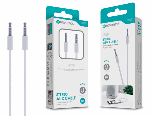 Cabo Aux 1M 4Pin Jack 3.5