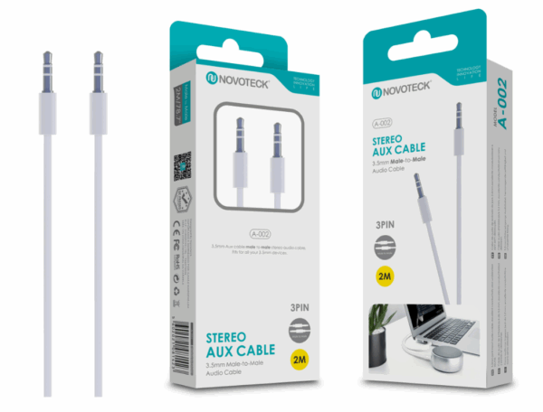 Cabo Aux 2M 3Pin Jack 3.50 (branco)