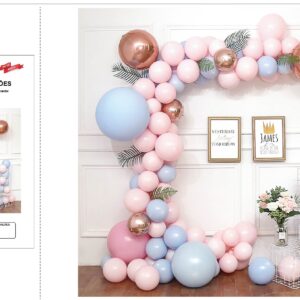 Kit Guirlanda de Balões – Azul Bebé e Rosa Bebé com Detalhes Dourados