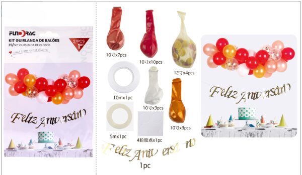 Kit Guirlanda de Balões – 27 Peças - cores quentes
