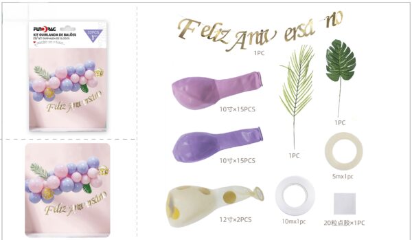 Kit Guirlanda de Balões – Tema Roxo (32 peças)