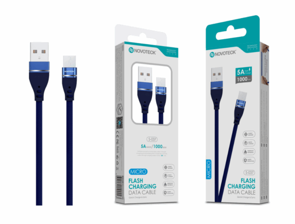 Cabo de Dados Micro USB Textil Trançado 5A 1M