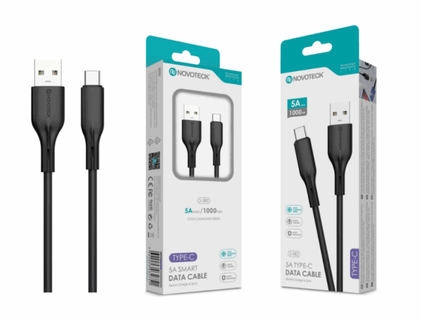 Cabo de Dados Type-C Preto 1M,5A