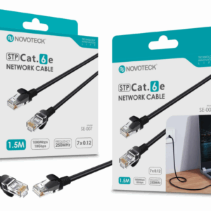 Cabo de Rede Blindado STP Cat.6e - 1,5m, 1000 Mbps, Conectores RJ45