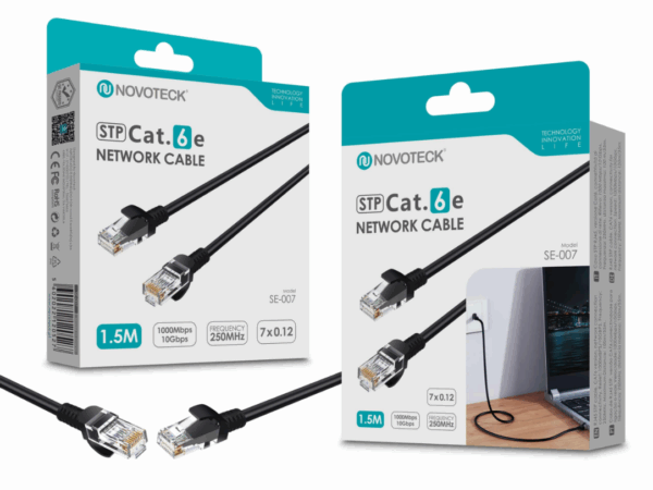 Cabo de Rede Blindado STP Cat.6e - 1,5m, 1000 Mbps, Conectores RJ45
