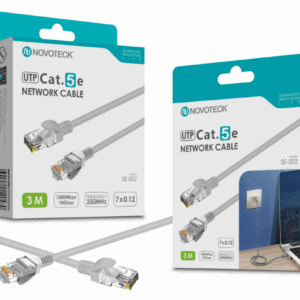 Cabo de Rede Novoteck UTP Cat.5e SE-002 – 3,0m, RJ45,Alta Velocidade 1000 Mbps, 250MHz