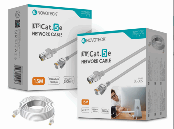 Cabo de Rede UTP Cat.5e SE-005 – 15m, RJ45,Alta Velocidade 1000 Mbps, 250MHz