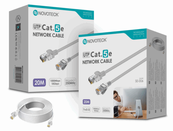 Cabo de Rede UTP Cat.5e SE-006 – 20m, RJ45,Alta Velocidade 1000 Mbps, 250MHz