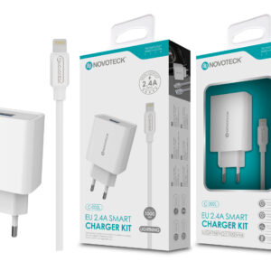 Carregador com Cabo Lightning Branco 2.4A 1 USB NOVOTECK C-002L