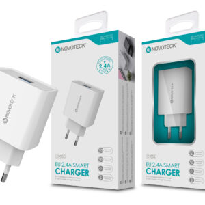 Carregador 2.4A 1 USB Branco NOVOTECK C-002