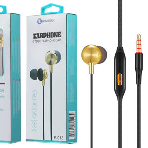 E-018 Auriculares Metal Com Micro Dourado