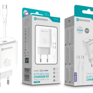 Kit Carregador Rápido NOVOTECK C-015T PD 45W GaN - Com Cabo Type-C, Portátil e Potente