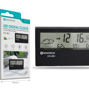 Relógio Digital LED Multifuncional NOVOTECK CK-001 Alarme e Funções de Temperatura e Umidade Negro
