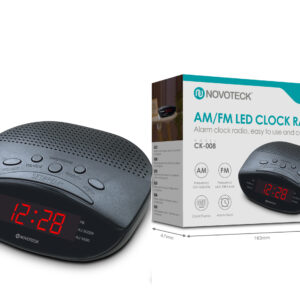 Rádio Relógio LED AM/FM NOVOTECK CK-008 com Alarme Duplo e Display Fácil de Ler - Prático e Compacto