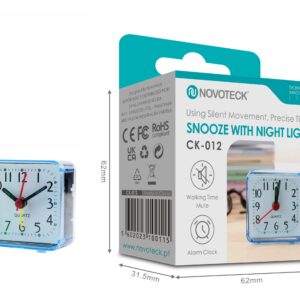 Despertador com Luz Noturna e Silêncio Operacional NOVOTECK CK-012 Azul