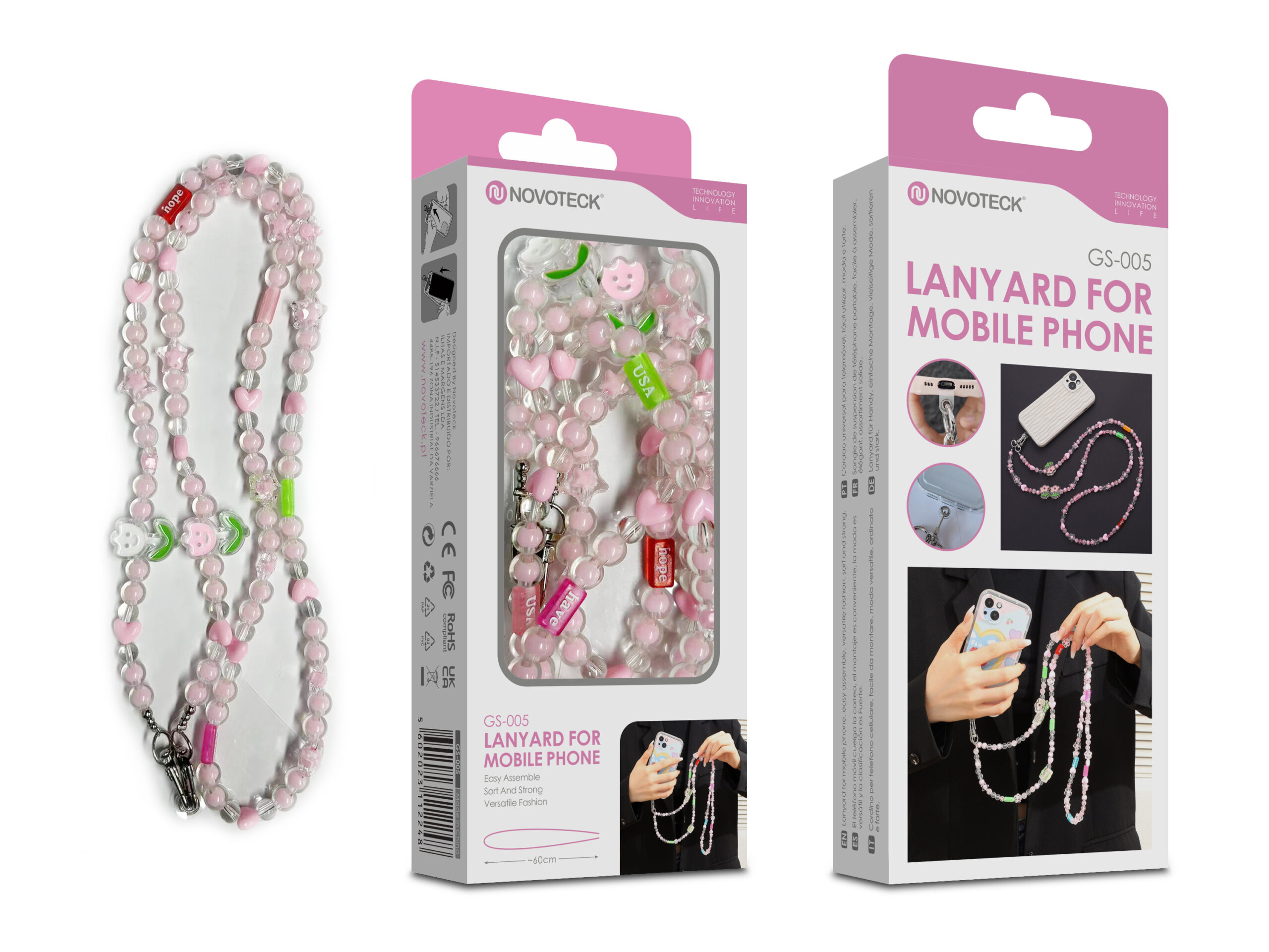 Cordão Decorativo Feminino para Telemóvel NOVOTECK GS-005 - Elegância e Conveniência