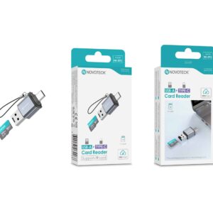 Leitor de Cartão Novoteck HK-093 USB-C, Compatível com Cartão TF (MicroSD), Velocidade de até 480Mbps