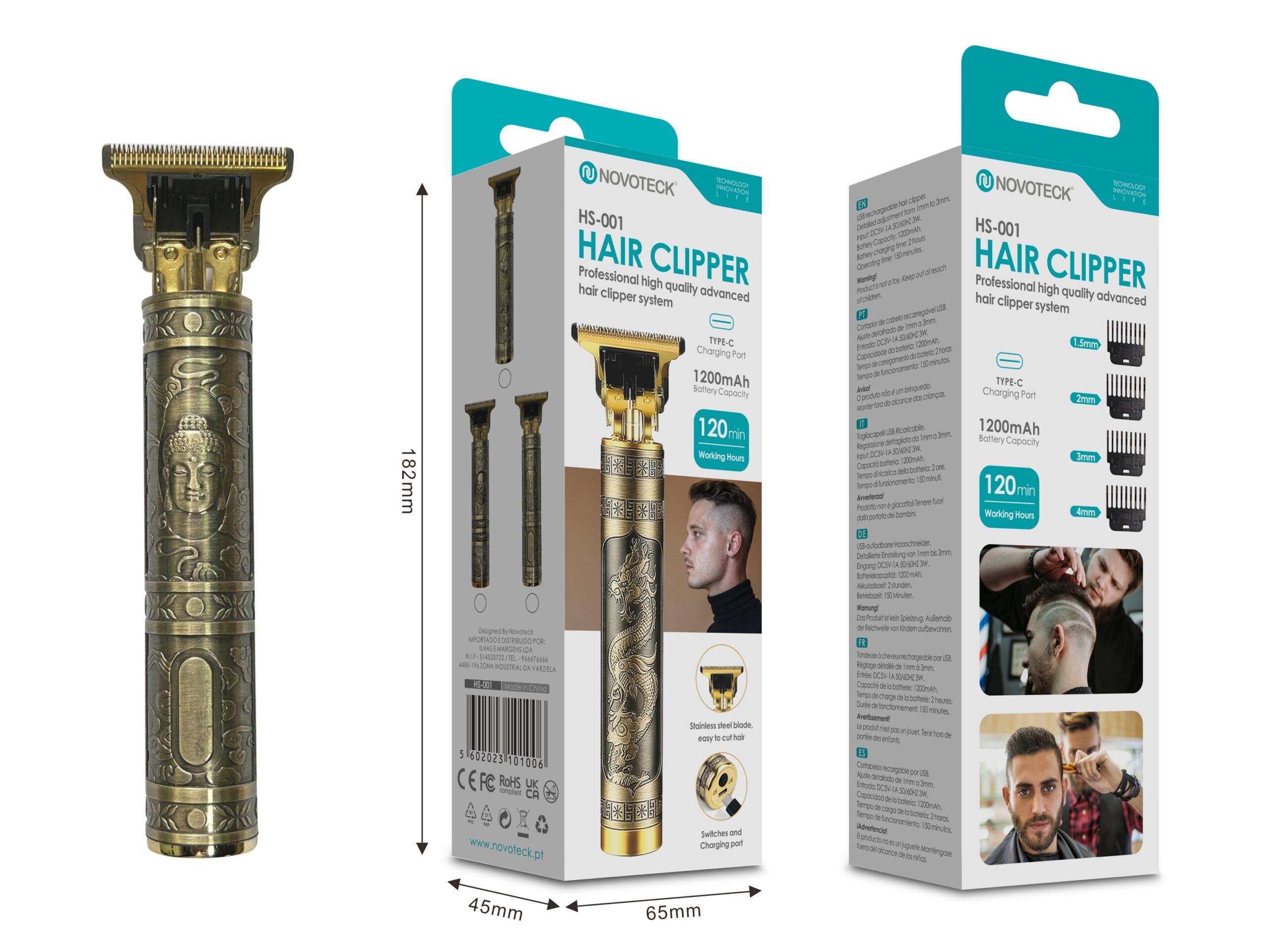 Cortador de Cabelo Profissional NOVOTECK HS-001 - Design Buda