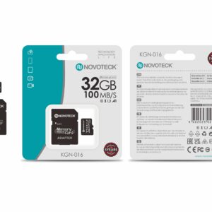 Cartão de Memória Novoteck 32GB microSDHC com Adaptador – KGN-016, 100MB/s, Classe 10, A1