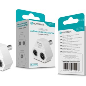Adaptador Coaxial de Antena NOVOTECK L-012 - 1 Fêmea para 2 Macho, Alta Qualidade, Fácil Instalação