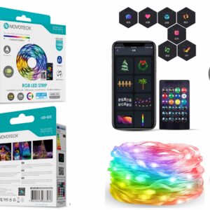Fita LED Strip RGB Personalizável Novoteck LED-032 - 5m, 500 LEDs, 5W, DIY App, IP65