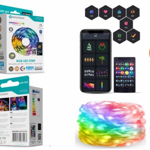 Fita LED Strip RGB Personalizável Novoteck LED-035 - 20m, 2000 LEDs, 5W, DIY App, IP65