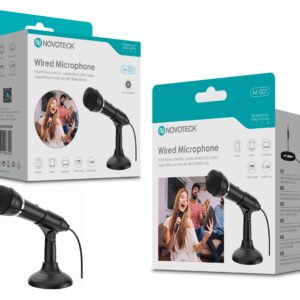 Microfone com Fio NOVOTECK M-001 - Compatível com Multi-Dispositivos, Plug-and-Play