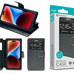 Capa Protetora Universal Negro para Smartphone de 5.5'' N-009 - Visor Inteligente, Resistência a Impactos e Suporte Integrado