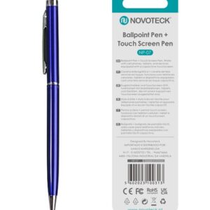 Caneta 2 em 1 Novoteck NP-07 – Esferográfica e Touch Screen, Compatível com Dispositivos Capacitivos, Disponível em Múltiplas Cores Azul