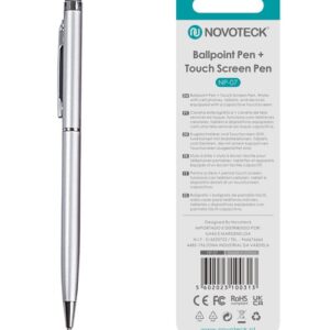 Caneta 2 em 1 Novoteck NP-07 – Esferográfica e Touch Screen, Compatível com Dispositivos Capacitivos, Disponível em Múltiplas Cores Prateado
