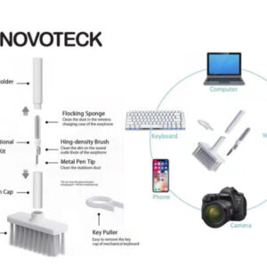 Kit de Limpeza Multifuncional NOVOTECK PJ-001 - Para Dispositivos Eletrônicos com Esponja de Flocagem e Extrator de Teclas