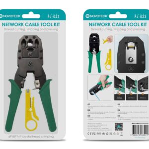 Kit Completo de Ferramentas de Crimpagem de Cabo de Rede NOVOTECK PJ-023 - Precisão Profissional para Instalação e Manutenção