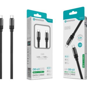 Cabo USB-C para USB-C Negro 3.4A , OD 6.0 Super Grosso, 1.2m, S-080