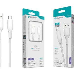 Cabo de Dados Fast Charge 5A PVC Macaron Design Branco Type-C USB 1.0M