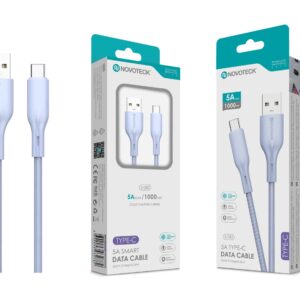 Cabo de Dados Fast Charge 5A PVC Macaron Design Roxo Type-C USB 1.0M