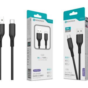 Cabo de Dados Fast Charge 5A PVC Macaron Design Negro Type-C USB 1.0M