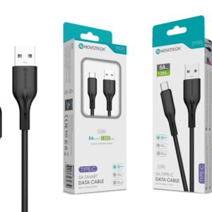 Cabo de Dados Fast Charge 5A PVC Macaron Design Negro Type-C USB 1.2M