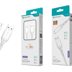 Cabo de Dados Fast Charge 5A PVC Macaron Design Branco Type-C USB 1.5M